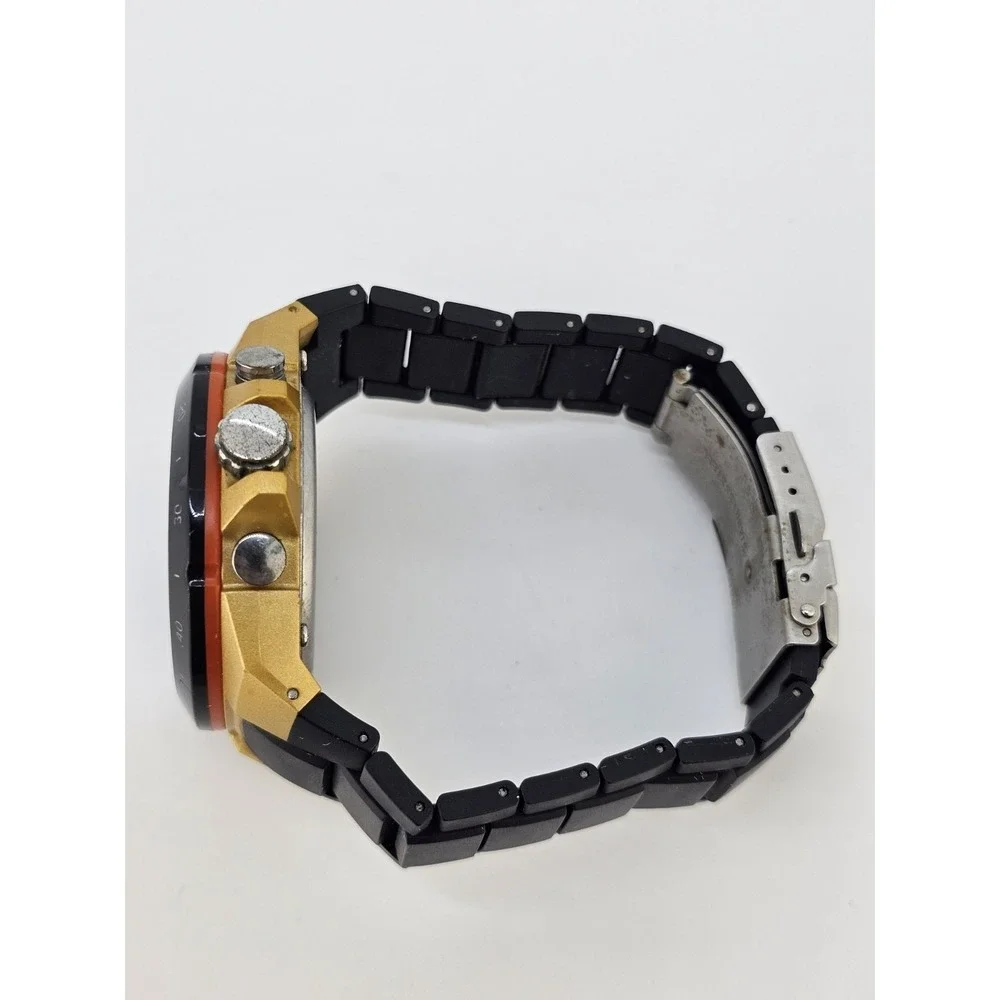 Men's Analog Digital Watch 45MM Day/Date Black Gray Bracelet Band 7